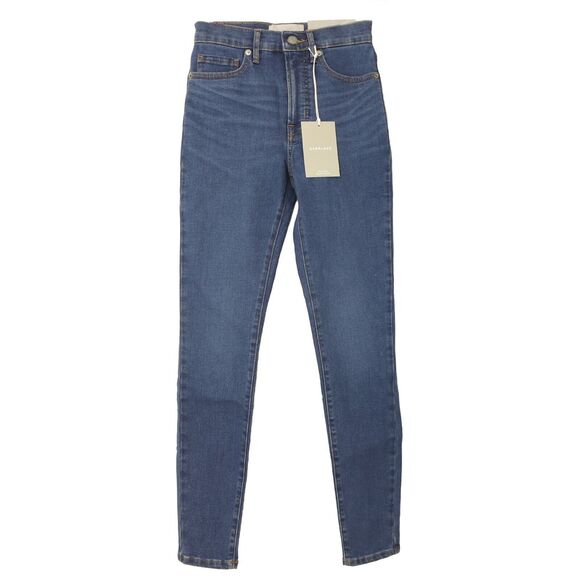 Everlane Authentic Stretch High Rise Skinny 24 R Zip Fly Mid Blue NWT B28 - Picture 2 of 6